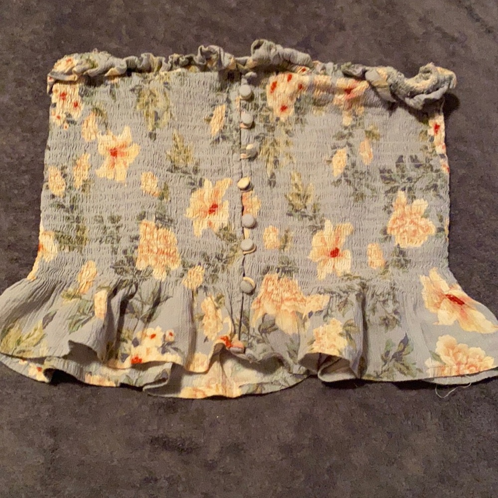 Blue flower print tube top from American Eagle